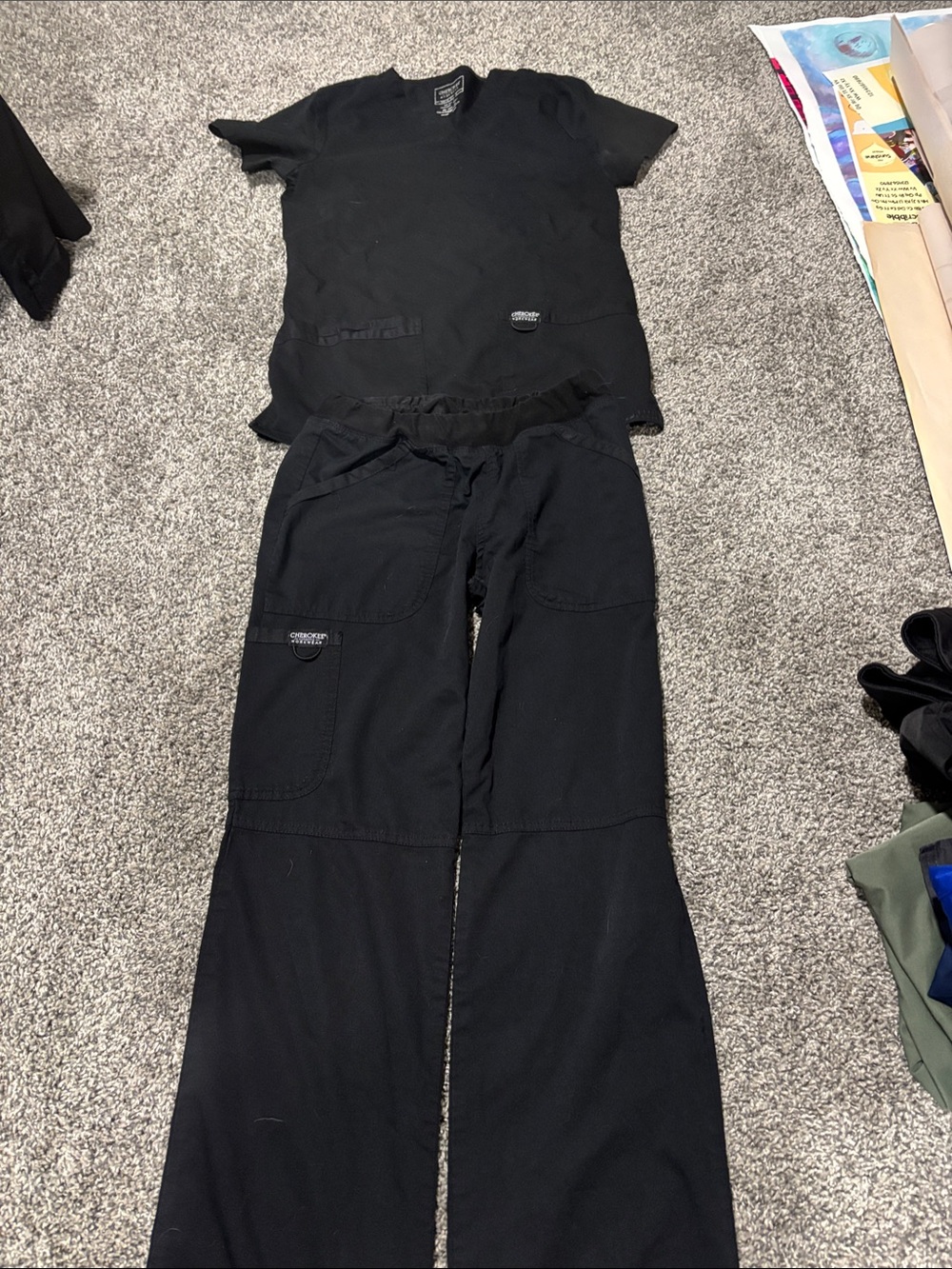 Cherokee Black Wide Leg Scrub Pants